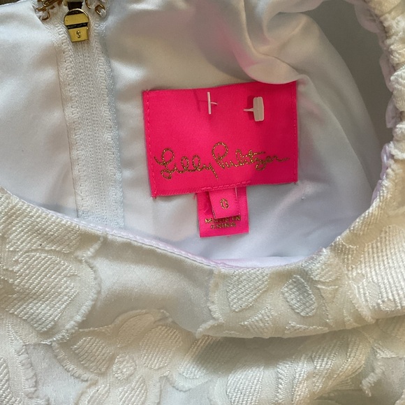Lilly Pulitzer Dress White Knoxlie Silk Blend Organza Bloom Jacquard Sz 0 - Picture 3 of 5